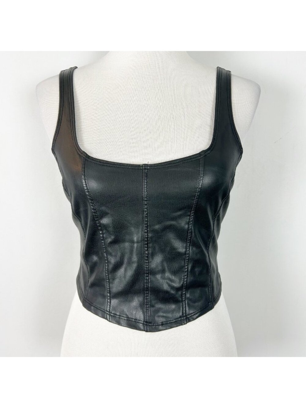 Altar’d State Faux Leather Corset Style‎ Tank Top Cropped Size Small Women's